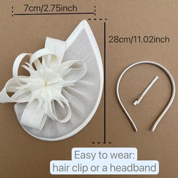 Elegant Feather Fascinator Hat Vintage Inspired Wedding Party Cocktail Accessory main image 5
